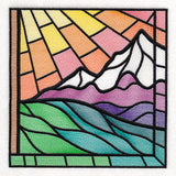 Stained Glass Cross at Sunrise Scene (Set)