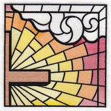 Stained Glass Cross at Sunrise Scene (Set)