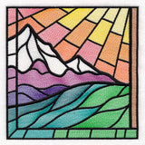 Stained Glass Cross at Sunrise Scene (Set)
