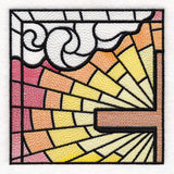 Stained Glass Cross at Sunrise Scene (Set)