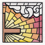 Stained Glass Cross at Sunrise Scene (Set)