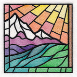 Stained Glass Cross at Sunrise Scene (Set)