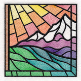 Stained Glass Cross at Sunrise Scene (Set)