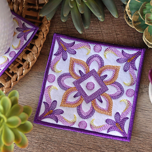 Blooming Color Theory Square Coaster (In-the-Hoop)
