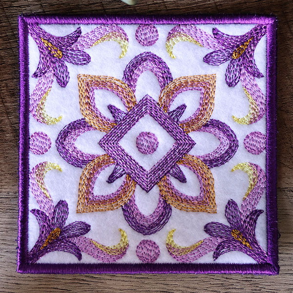 Blooming Color Theory Square Coaster (In-the-Hoop)