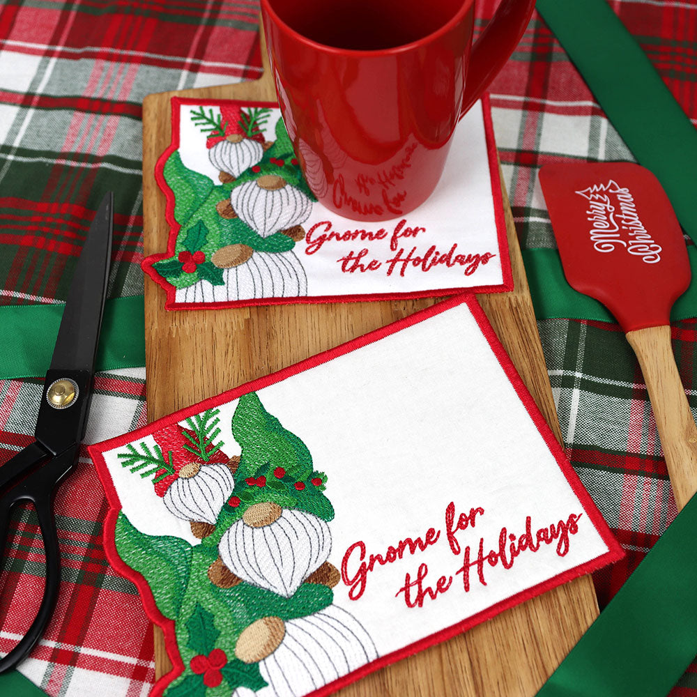 Jolly Gnome Stack Mug Rug (In-the-Hoop)
