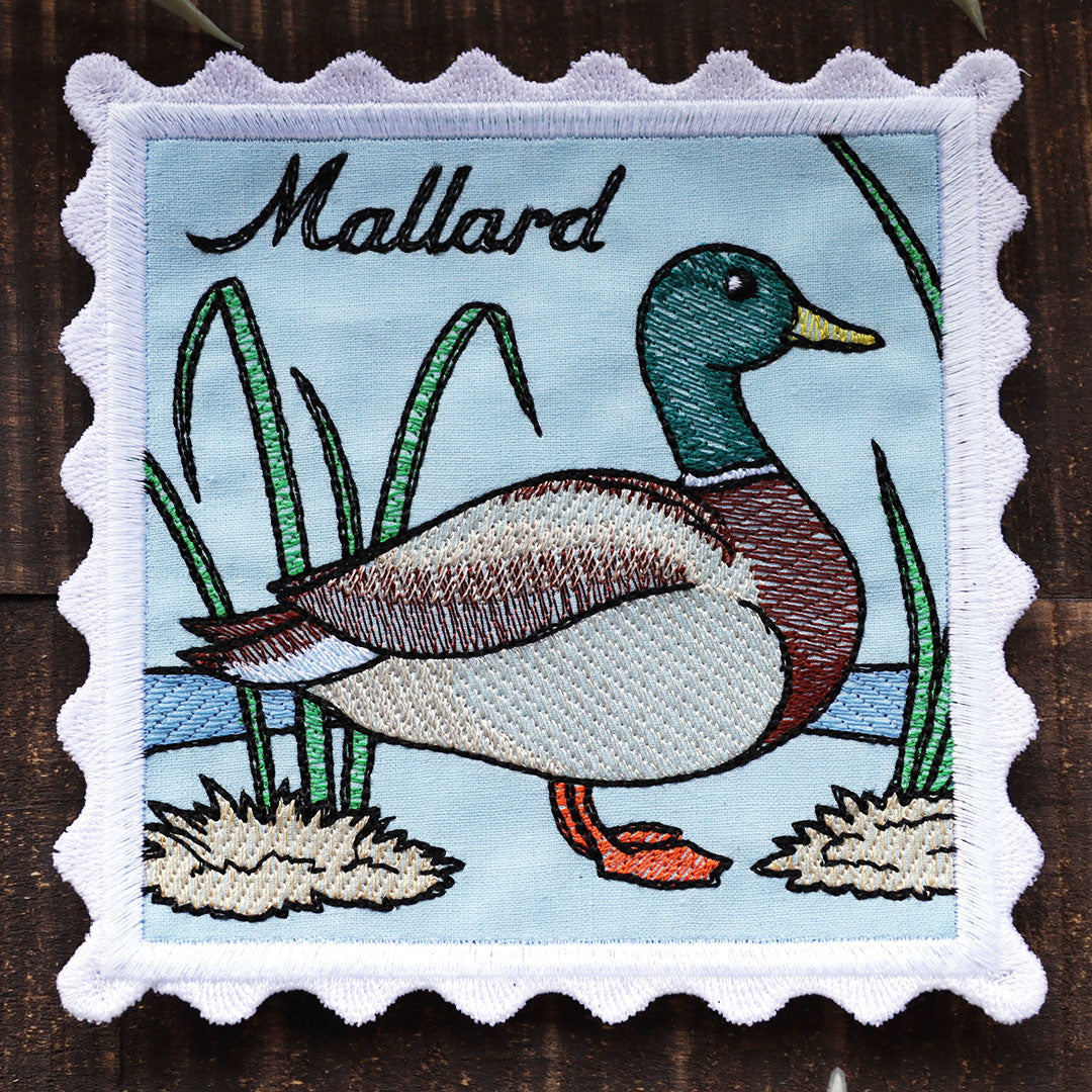 Lace Edge Bird Stamp Coaster - Mallard (In-the-Hoop)