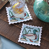 Lace Edge Bird Stamp Coaster - Mallard (In-the-Hoop)