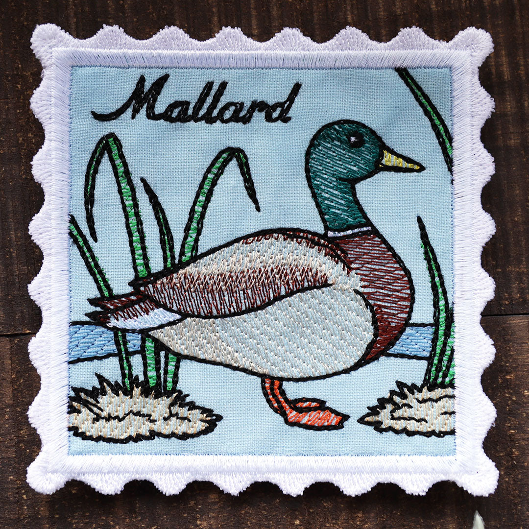 Lace Edge Bird Stamp Coaster - Mallard (In-the-Hoop)
