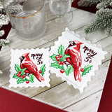 Lace Edge Cardinal Stamp Coaster (In-the-Hoop)