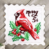 Lace Edge Cardinal Stamp Coaster (In-the-Hoop)