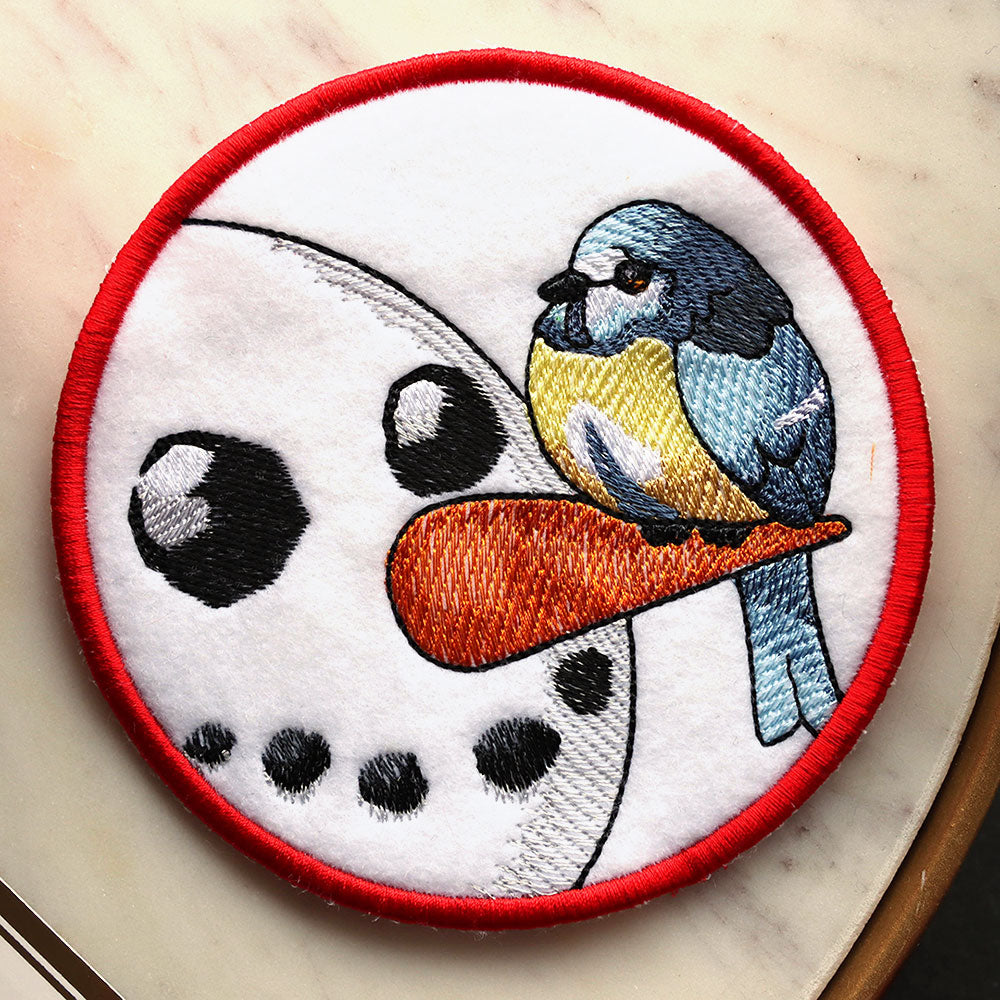 Sweet Peeking Snowman with Blue Tit Coaster (In-the-Hoop)