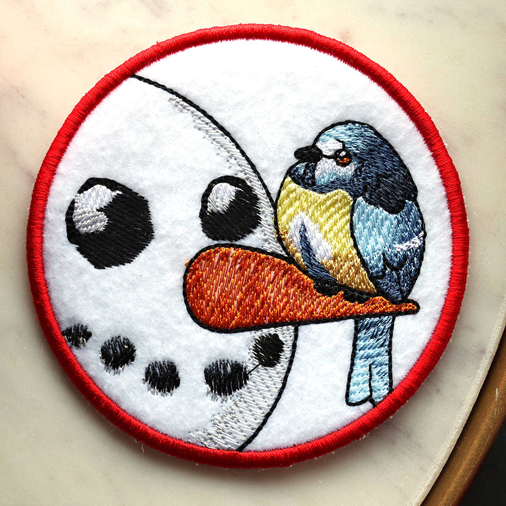 Sweet Peeking Snowman with Blue Tit Coaster (In-the-Hoop)