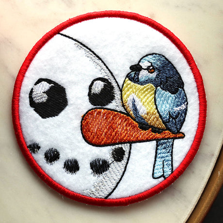 Sweet Peeking Snowman with Blue Tit Coaster (In-the-Hoop)