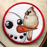 Sweet Peeking Snowman with Female Cardinal Coaster (In-the-Hoop)