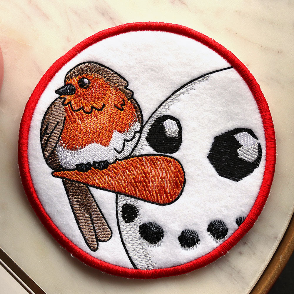 Sweet Peeking Snowman with European Robin Coaster (In-the-Hoop)