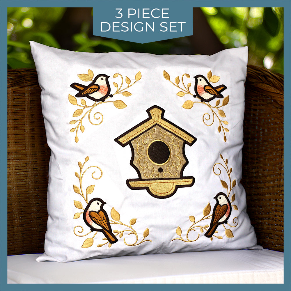 Birdhouse Pillow Set (Applique)