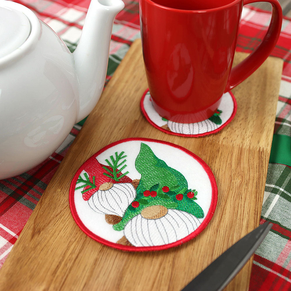 Jolly Gnome Stack Coaster (In-the-Hoop)