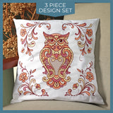 Wise Rosemaling Owl Pillow Set