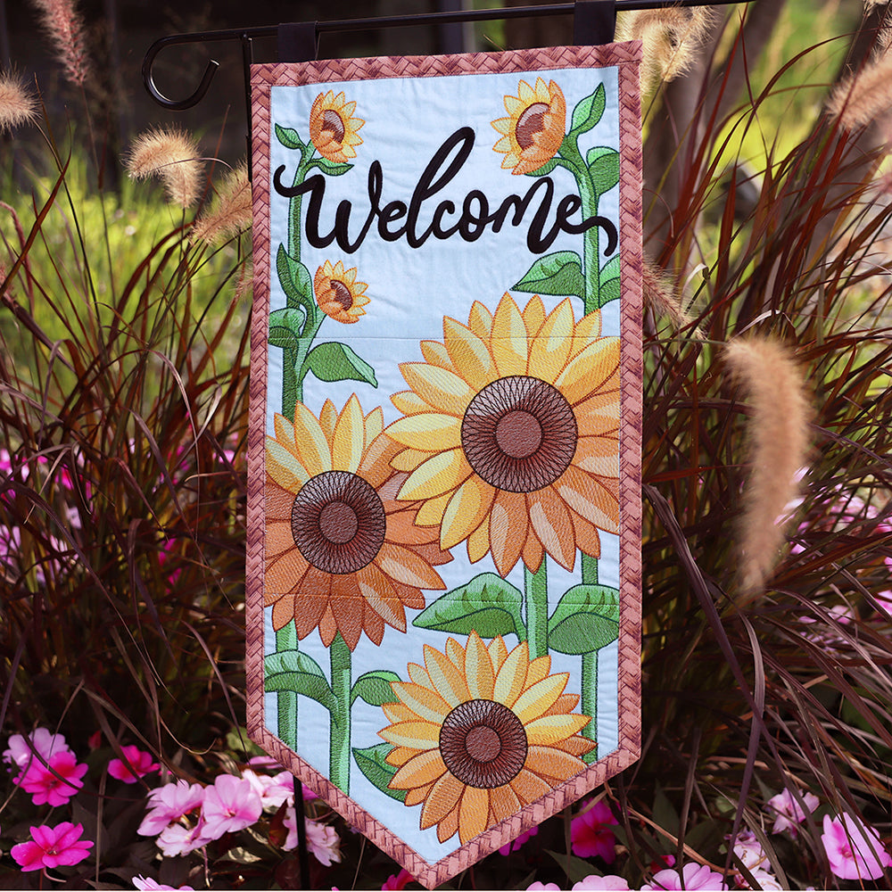 Welcome Sunflower Garden Flag