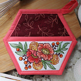 Autumn Blooms Hexagon Pocket Potholder
