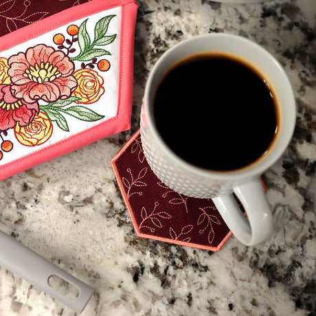 Autumn Blooms Hexagon Coaster