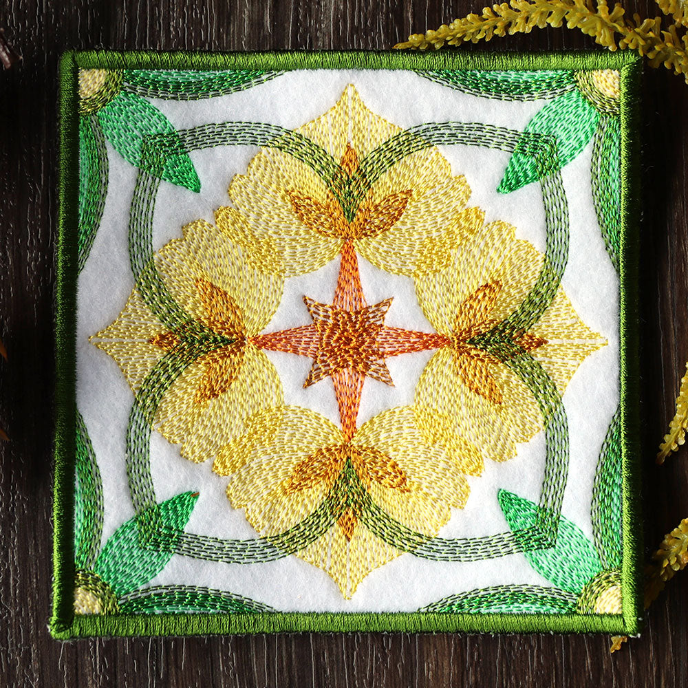 Leafy Color Theory Square Coaster (In-the-Hoop)
