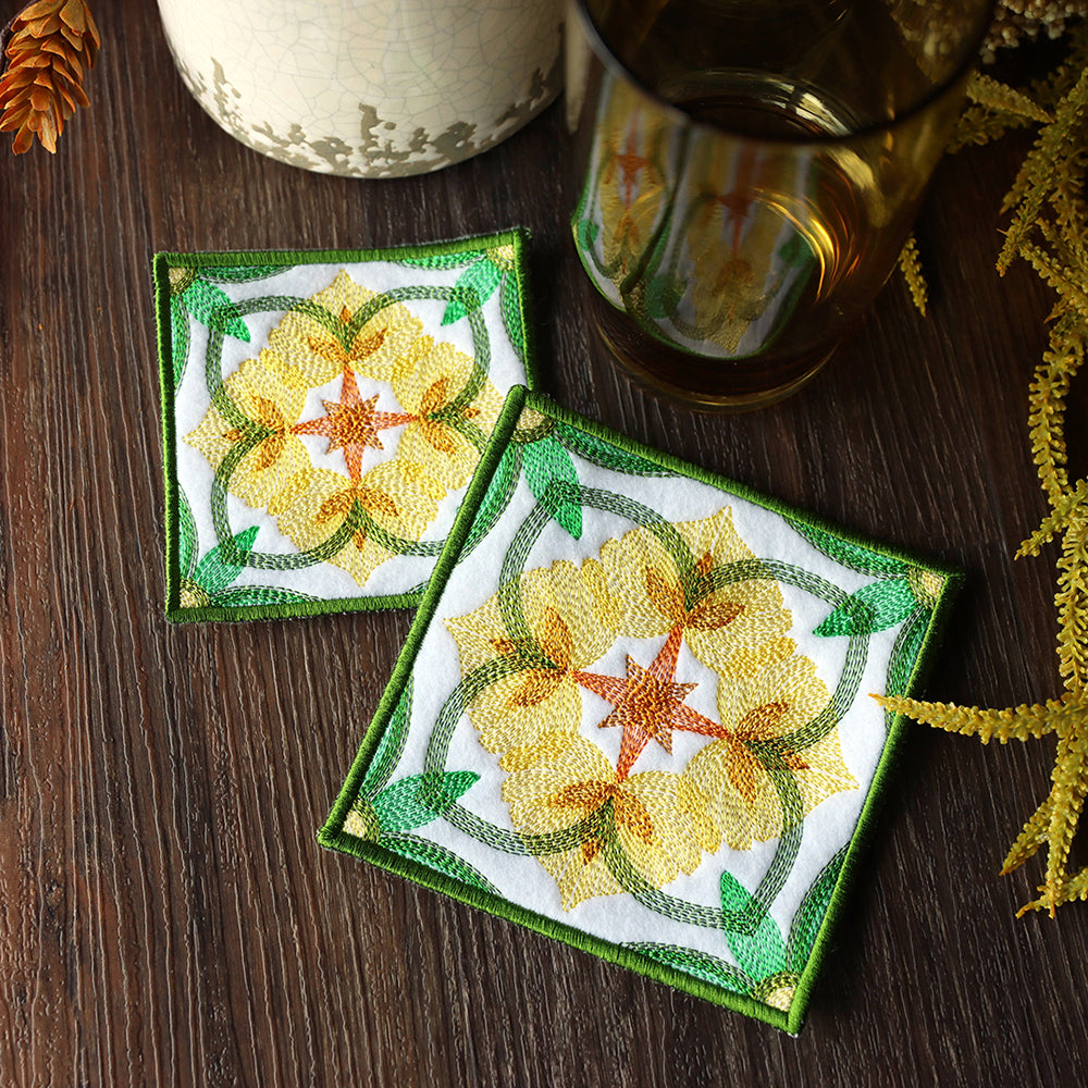 Leafy Color Theory Square Coaster (In-the-Hoop)