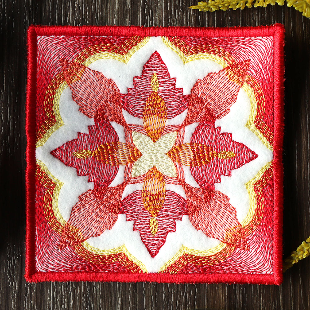 Rustic Color Theory Square Coaster (In-the-Hoop)