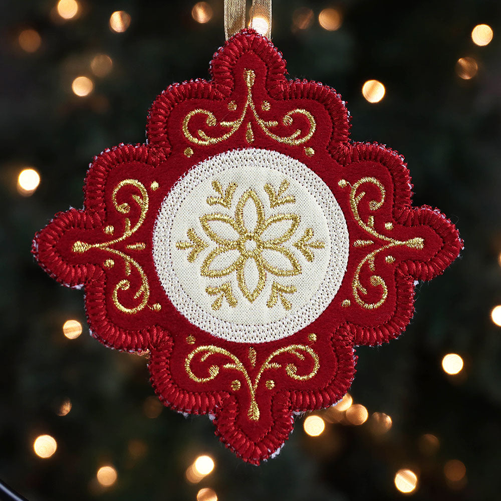 Heirloom Applique Christmas Diamond Ornament (In-the-Hoop)