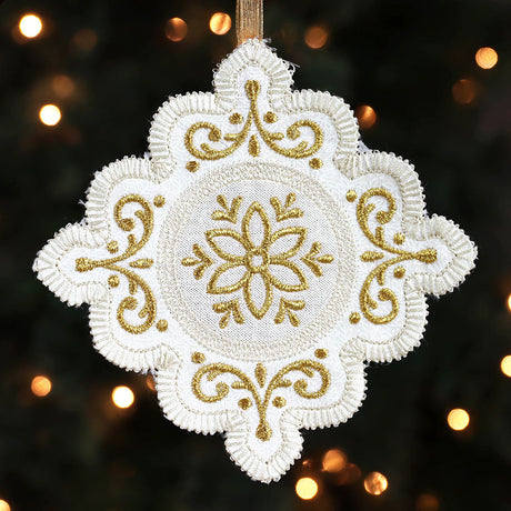 Heirloom Applique Christmas Diamond Ornament (In-the-Hoop)