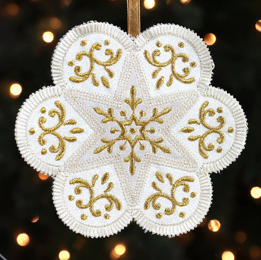 Heirloom Applique Christmas Flower Ornament (In-the-Hoop)