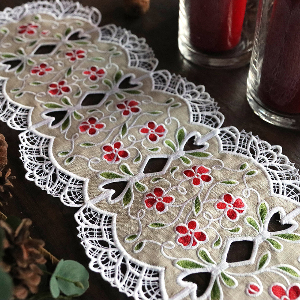 Floral Lace Edge Table Center (In-the-Hoop)