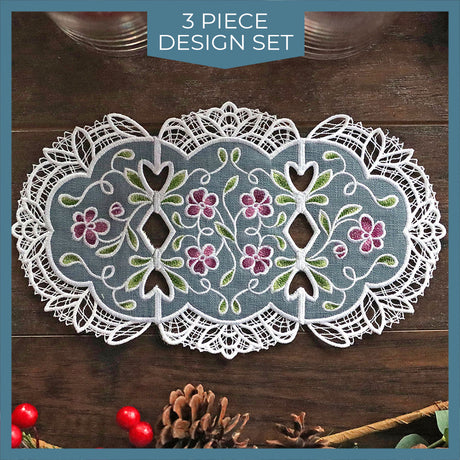 Floral Lace Edge Table Center (In-the-Hoop)