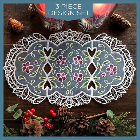 Floral Lace Edge Table Center (In-the-Hoop)