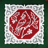 Lace Edge Christmas Coaster - Cardinal (In-the-Hoop)