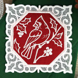 Lace Edge Christmas Coaster - Cardinal (In-the-Hoop)