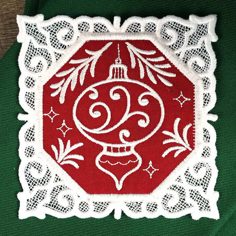 Lace Edge Christmas Coaster - Ornament (In-the-Hoop)