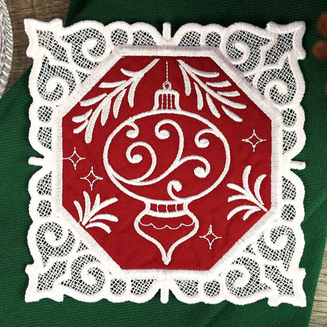 Lace Edge Christmas Coaster - Ornament (In-the-Hoop)