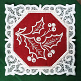 Lace Edge Christmas Coaster - Holly (In-the-Hoop)