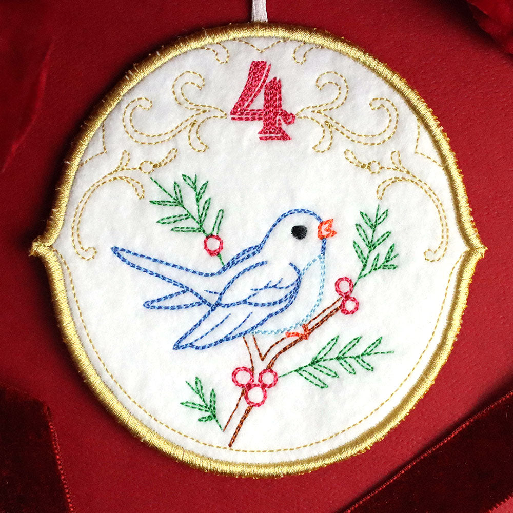 Regal 12 Days of Christmas - Four Calling Birds Ornament (In-the-Hoop)