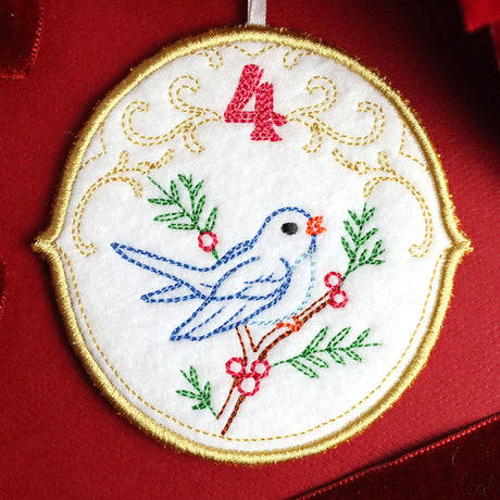 Regal 12 Days of Christmas - Four Calling Birds Ornament (In-the-Hoop)