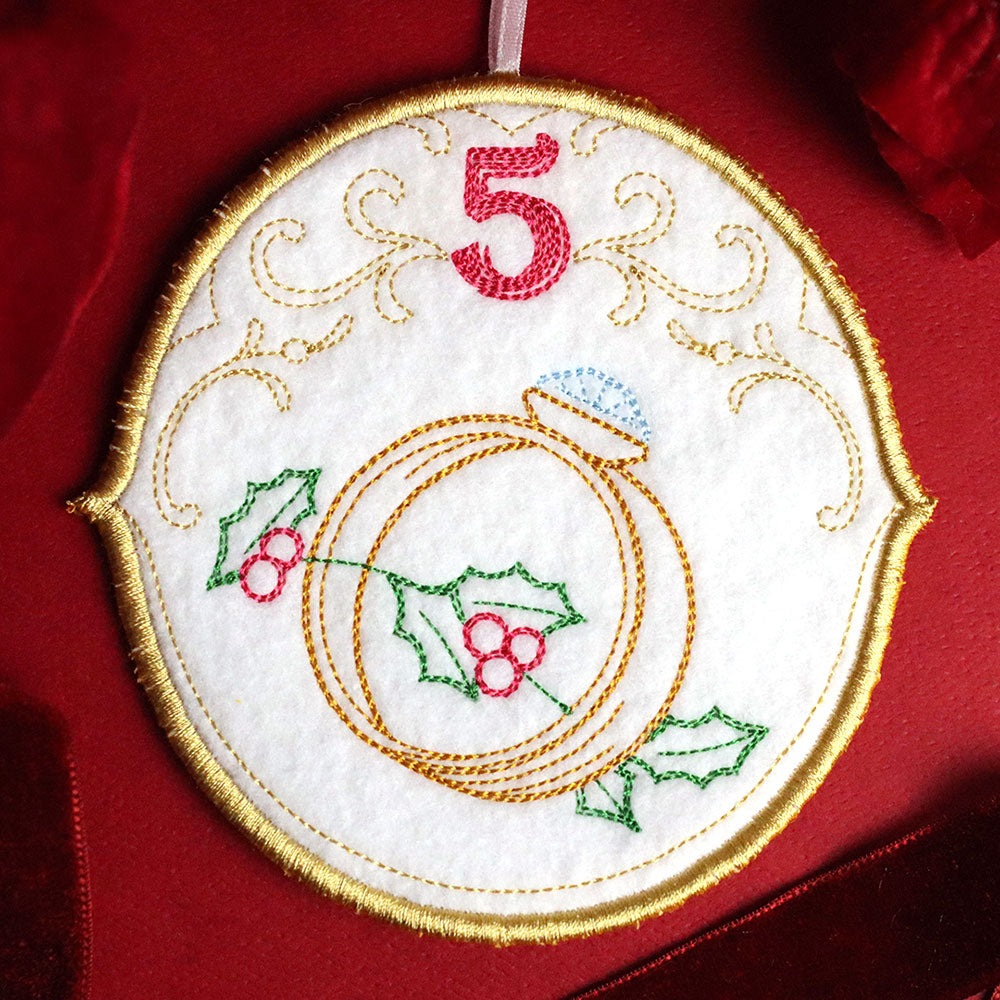 Regal 12 Days of Christmas - Five Golden Rings Ornament (In-the-Hoop)