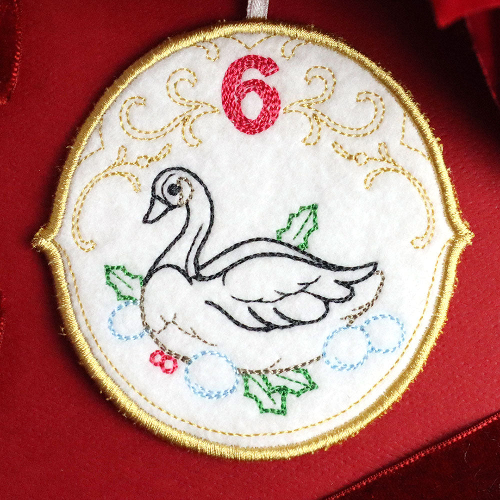 Regal 12 Days of Christmas - Six Geese-A-Laying Ornament (In-the-Hoop)