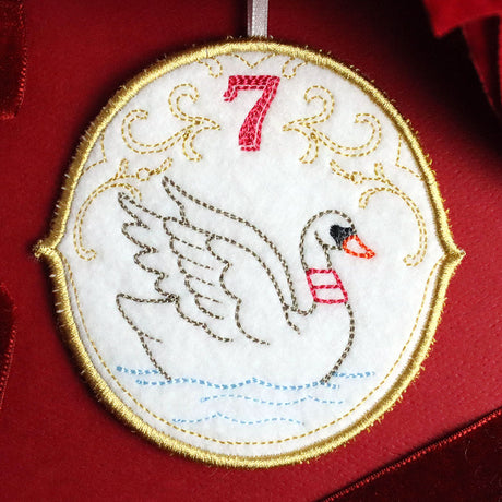 Regal 12 Days of Christmas - Seven Swans-A-Swimming Ornament (In-the-Hoop)