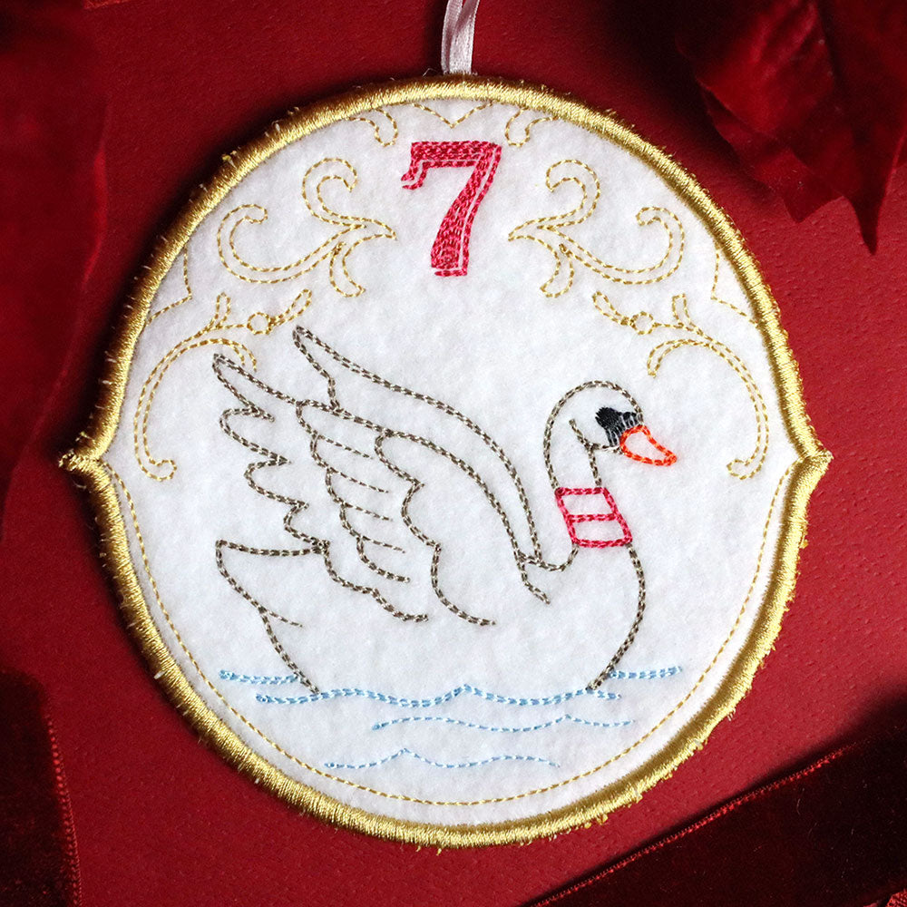 Regal 12 Days of Christmas - Seven Swans-A-Swimming Ornament (In-the-Hoop)