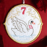 Regal 12 Days of Christmas - Seven Swans-A-Swimming Ornament (In-the-Hoop)