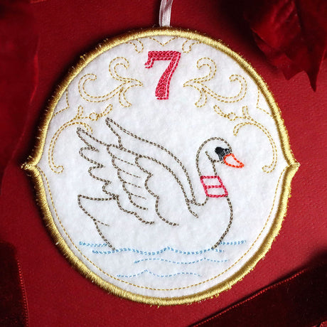 Regal 12 Days of Christmas - Seven Swans-A-Swimming Ornament (In-the-Hoop)