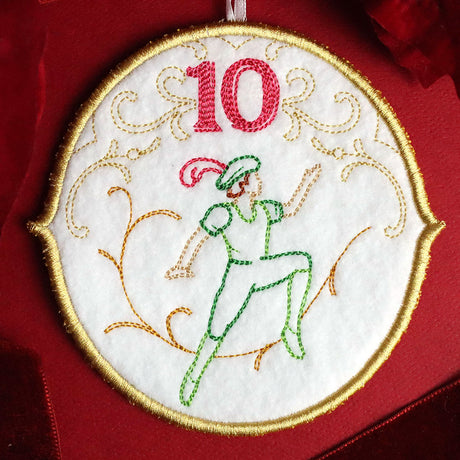 Regal 12 Days of Christmas - Ten Lords-A-Leaping Ornament (In-the-Hoop)