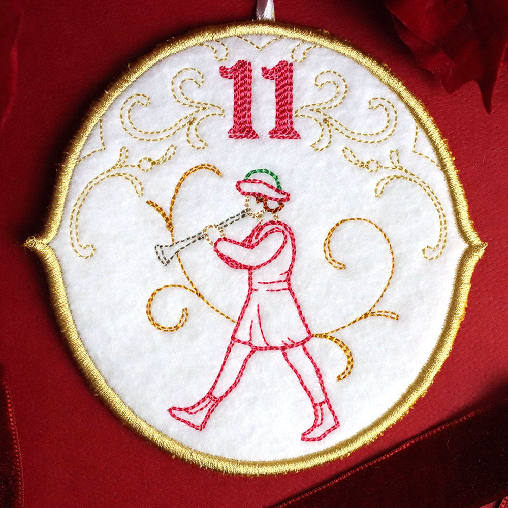 Regal 12 Days of Christmas - Eleven Pipers Piping Ornament (In-the-Hoop)